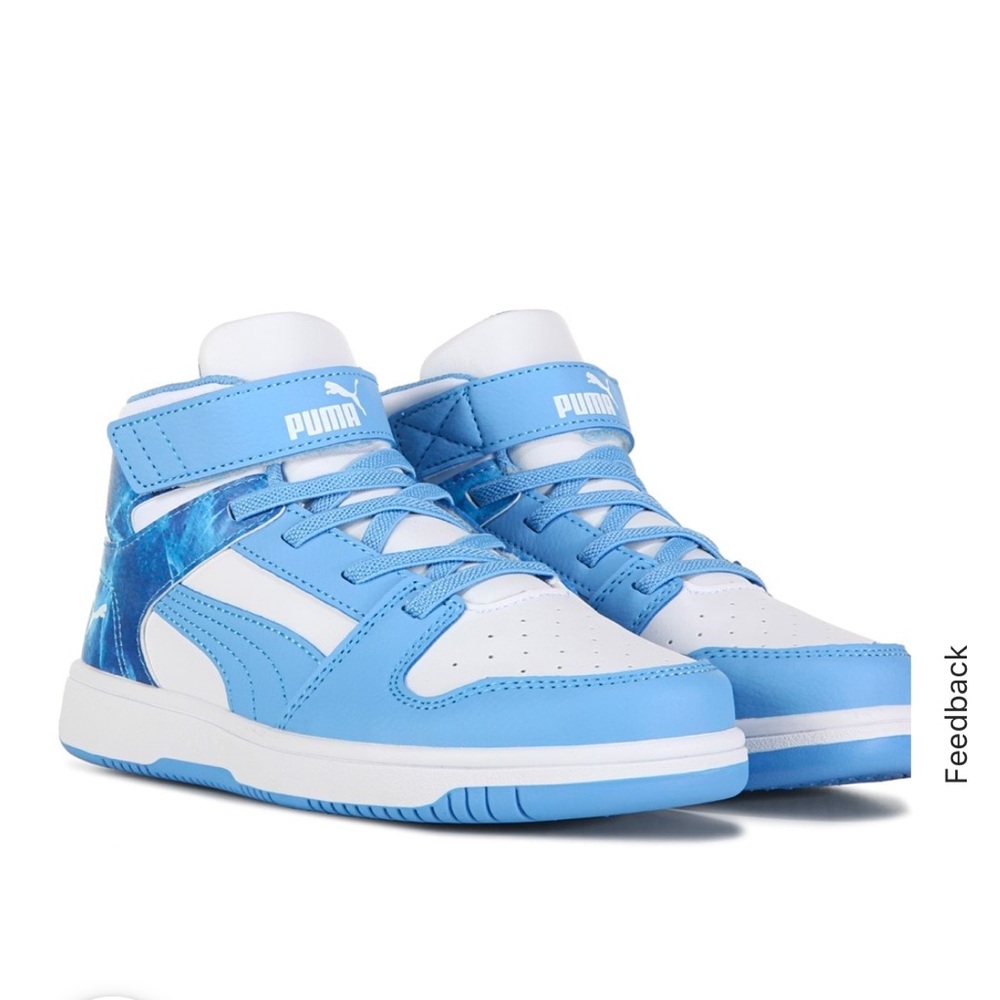Puma Kids Blue and White High-Top Sneakers